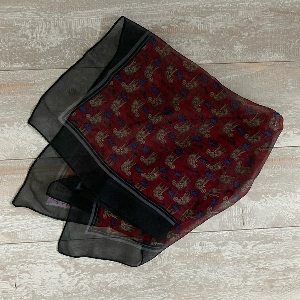 Elephant Printed Scarf Size is 20” x 20” In Beautiful Condition
